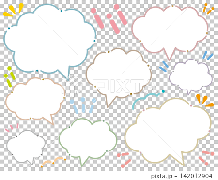 一組虛線雲狀對話框設計/柔和色調 一組虛線雲狀對話框設計/柔和色調 142012904