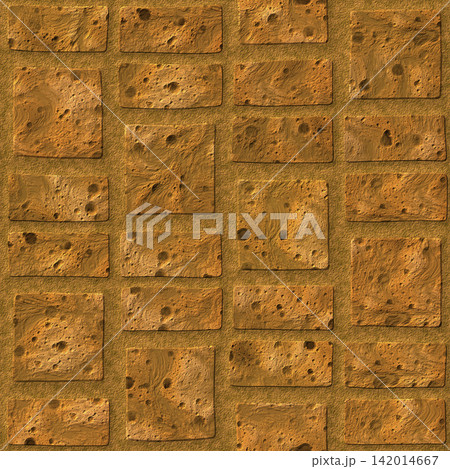 Orange Pitted Brick Stone Wall Seamless Texture 142014667