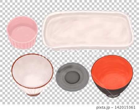 家庭用で朝食や昼食の一人分の食器イラスト 142015361