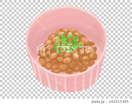 ピンクの食器にネギがかかった納豆のイラスト ピンクの食器にネギがかかった納豆のイラスト 142015365