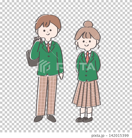 日本の高校生のゆるかわいい手書きのイラストセット 日本の高校生のゆるかわいい手書きのイラストセット 142015399