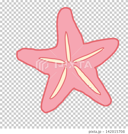 ピンク色のヒトデを描いた手描き風イラスト 142015708