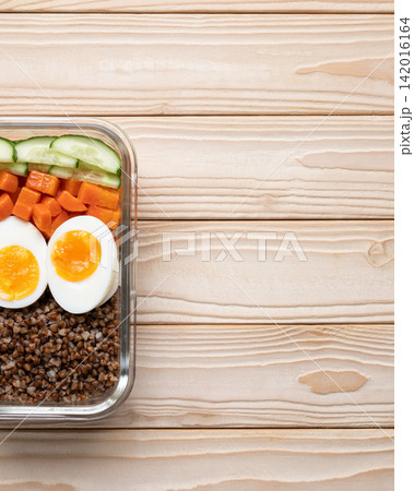 Protein lunch eggs buckwheat fresh vegetables 142016164
