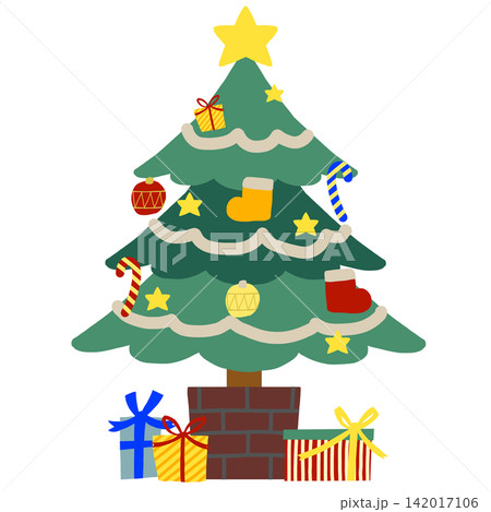 クリスマス かわいい手描きのクリスマスツリーのイラスト クリスマス かわいい手描きのクリスマスツリーのイラスト 142017106