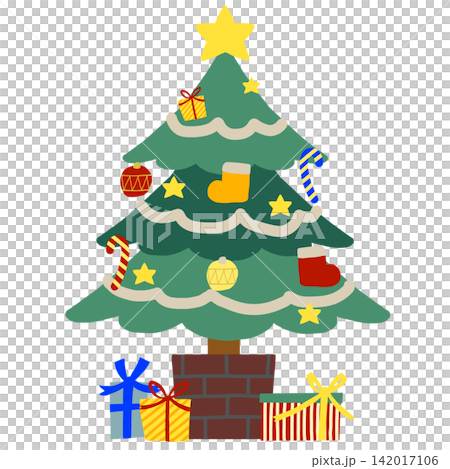 クリスマス かわいい手描きのクリスマスツリーのイラスト クリスマス かわいい手描きのクリスマスツリーのイラスト 142017106
