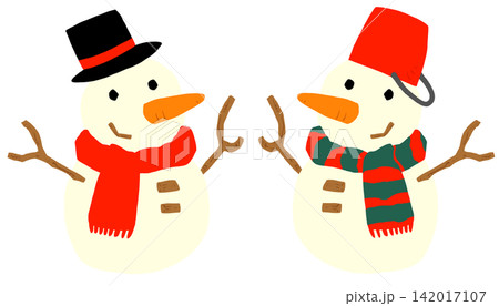 クリスマス かわいい手描きのゆきだるまのイラスト クリスマス かわいい手描きのゆきだるまのイラスト 142017107