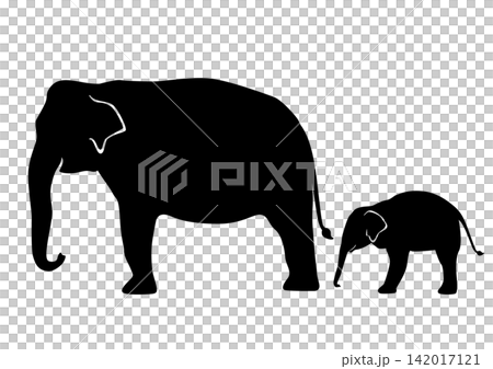 Cute elephant mother and baby silhouette vector illustration Cute elephant mother and baby silhouette vector illustration 142017121