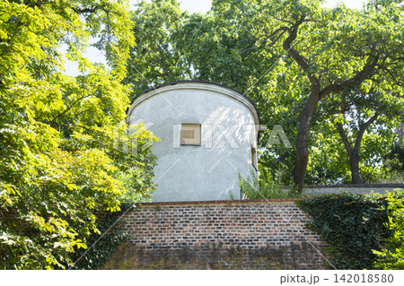 A white, cylindrical building in the center of Brno, Czech Republic A white, cylindrical building in the center of Brno, Czech Republic 142018580