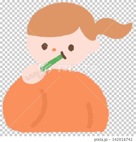 Illustration of a girl brushing her teeth Illustration of a girl brushing her teeth 142018742