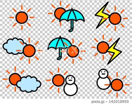 Sunny weather illustration set Sunny weather illustration set 142018950