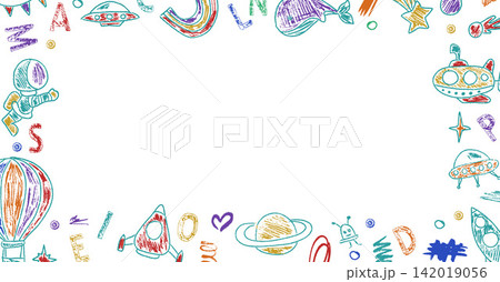 Kindergarten Crayon Space Border Frame 142019056