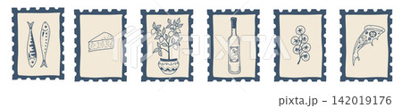 Retro Mediterranean Food Stamps 142019176