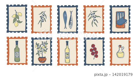 Mediterranean Italian Food Stamp Set Mediterranean Italian Food Stamp Set 142019179