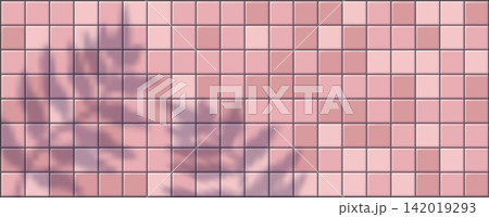 Glossy pink bathroom tile wall with modern square mosaic pattern 142019293