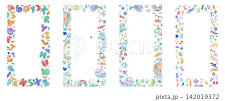 Pastel crayon circle border with playful childish texture Pastel crayon circle border with playful childish texture 142019372