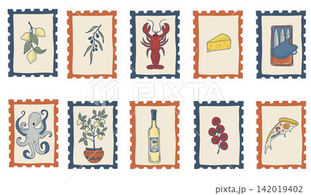 Italian Coastal Food Stamps Set Italian Coastal Food Stamps Set 142019402
