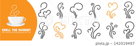 Warm Aroma Steam Lines Collection for Coffee Logo Design Warm Aroma Steam Lines Collection for Coffee Logo Design 142019497