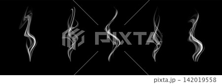 Hot coffee steam smoke swirl isolated vapor texture for drinks and food 142019558