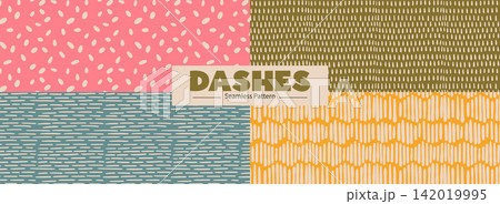Minimal Dash Pattern. Seamless Abstract Line Texture. Minimal Dash Pattern. Seamless Abstract Line Texture. 142019995