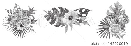 Delicate Floral Bouquet with Pointillism Dots Delicate Floral Bouquet with Pointillism Dots 142020019