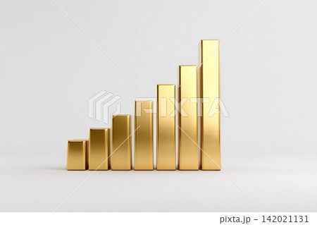 Rising gold bars depict increasing trends in financial growth and prosperity Rising gold bars depict increasing trends in financial growth and prosperity 142021131