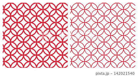 七宝文様の和柄ライン模様 太線と細線 2種セット 赤(背景透過) 七宝文様の和柄ライン模様 太線と細線 2種セット 赤(背景透過) 142021540