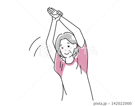 ストレッチをするシニア女性 ストレッチをするシニア女性 142022000