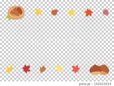 Autumn frame with chestnuts and red leaves Autumn frame with chestnuts and red leaves 142022014