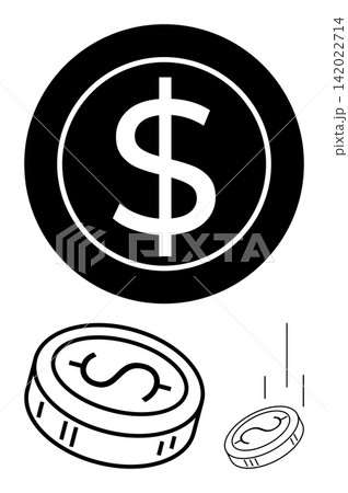 Finance, economics, currency, investment, wealth monetary concept. Large dollar symbol outlined coin coin flipping lines. Finance and economics. Line metaphor. Simple line icons Finance, economics, currency, investment, wealth monetary concept. Large dollar symbol outlined coin coin flipping lines. Finance and economics. Line metaphor. Simple line icons 142022714