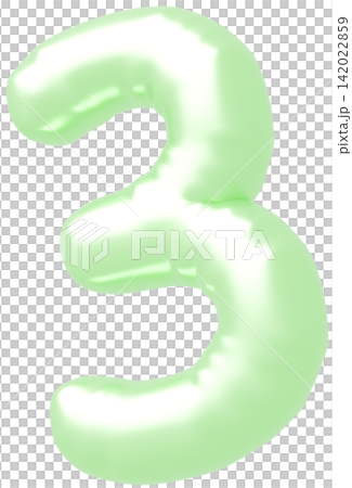 3D画像_風船_3_黄緑 3D画像_風船_3_黄緑 142022859