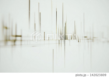 Glitch lines create a dynamic visual display on a white wall surface 142023809