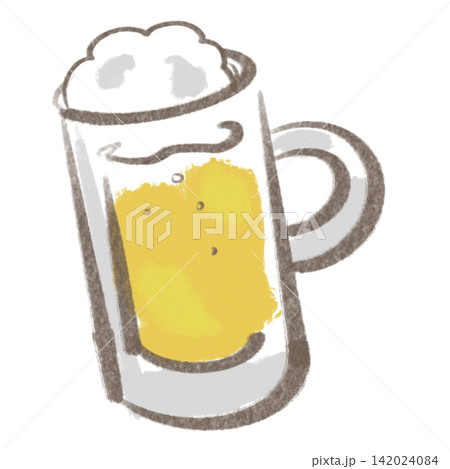 ビール　ジョッキ　手描きイラスト 142024084