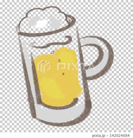 ビール　ジョッキ　手描きイラスト 142024084
