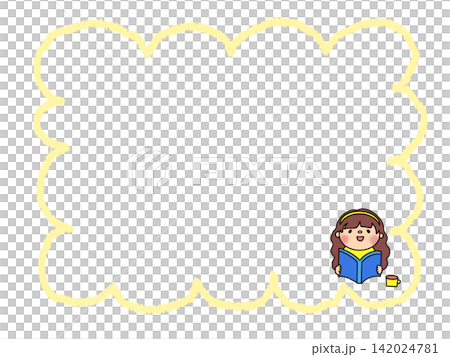 An illustration of a cute girl reading a book on a long autumn night, along with notes and speech bubble frames. An illustration of a cute girl reading a book on a long autumn night, along with notes and speech bubble frames. 142024781