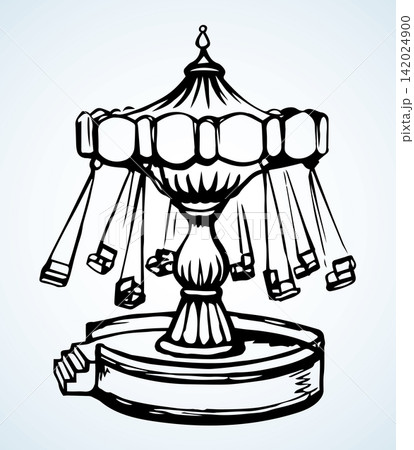 Attraction carousel. Vector doodle symbol Attraction carousel. Vector doodle symbol 142024900