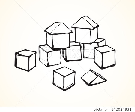 Children's cubes. Vector drawing 142024931