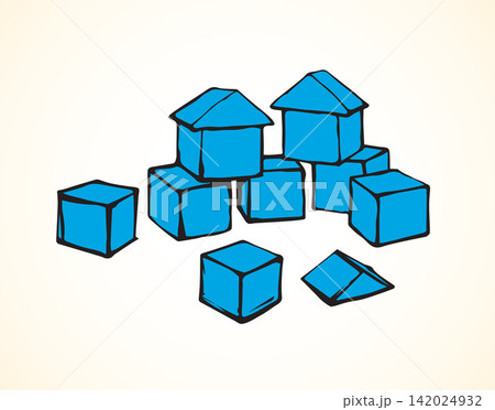 Children's cubes. Vector drawing 142024932