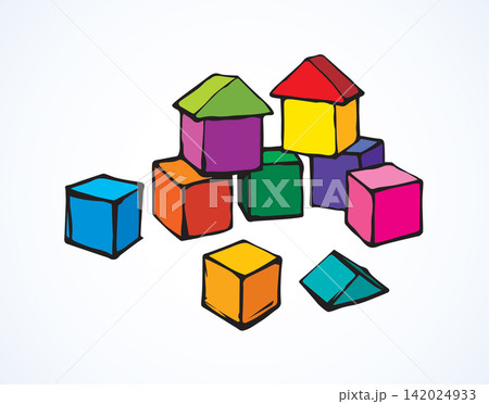 Children's cubes. Vector drawing 142024933