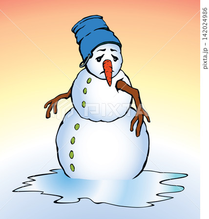 Snowman in snow. Vector drawing. Snowman in snow. Vector drawing. 142024986
