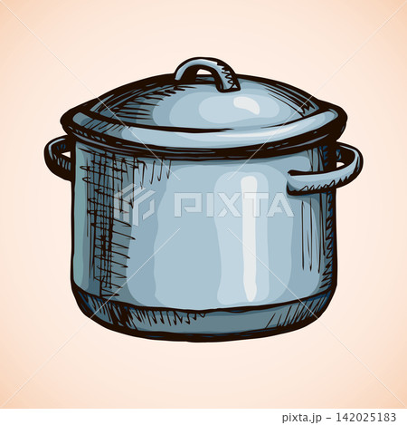 Old pan. Vector drawing 142025183