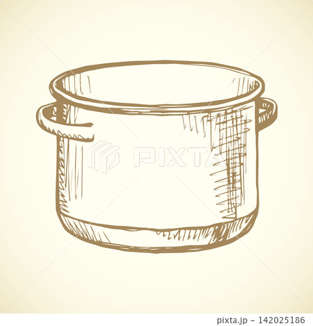 Old pan. Vector drawing 142025186