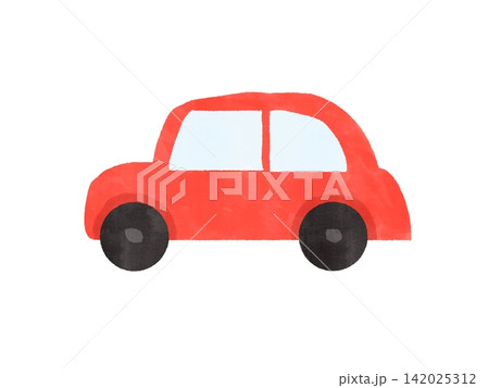 赤い車の水彩風の主線無しのイラスト 赤い車の水彩風の主線無しのイラスト 142025312