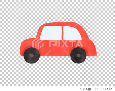 赤い車の水彩風の主線無しのイラスト 赤い車の水彩風の主線無しのイラスト 142025312