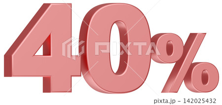 3D素材_数字_40%_メタリック_ピンク 142025432