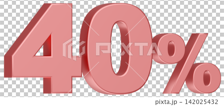 3D素材_数字_40%_メタリック_ピンク 142025432