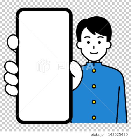 A male student shows his smartphone screen in a larger size. A male student shows his smartphone screen in a larger size. 142025459