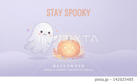 Halloween Pumpkin and Skull with " Stay Spooky Creepy" 142025485