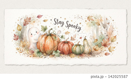 Halloween Pumpkin and Skull with " Stay Spooky Creepy" 142025587