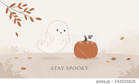 Halloween Pumpkin and Skull with " Stay Spooky Creepy" 142025620