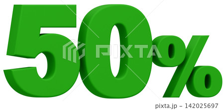 3D素材_数字_50%_緑 3D素材_数字_50%_緑 142025697